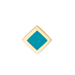14K GOLD ENAMEL RHOMBUS STUD EARRINGS