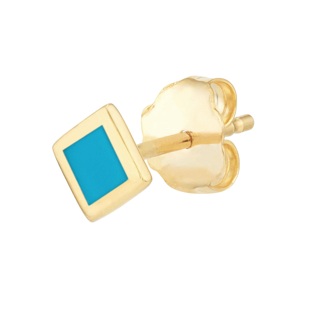14K GOLD ENAMEL RHOMBUS STUD EARRINGS
