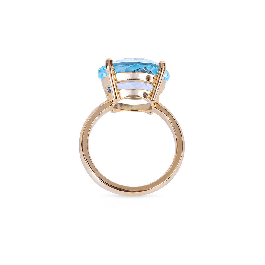 14K GOLD BLUE TOPAZ CANDY COCKTAIL RING