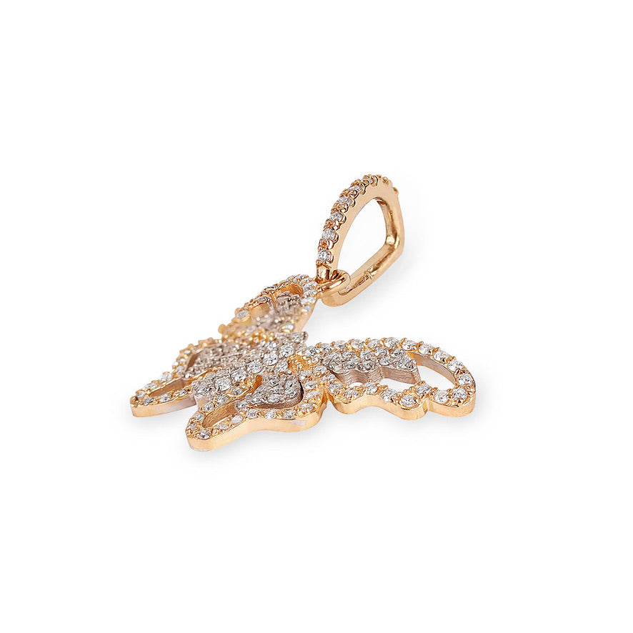 14K GOLD TWO-TONED DIAMOND BUTTERFLY CHARM