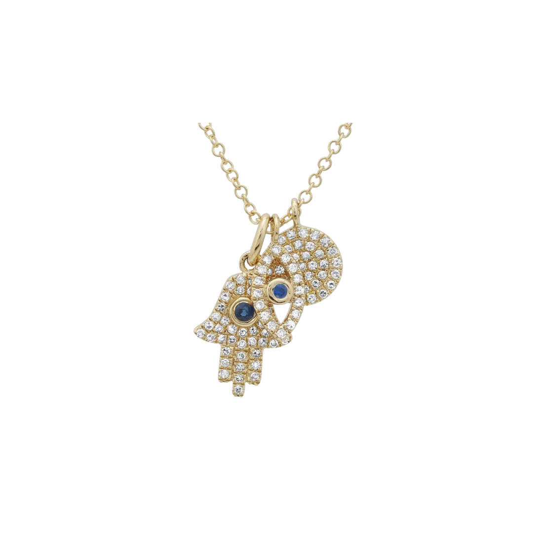 DIAMOND AND SAPPHIRE LUCKY CHARM NECKLACE