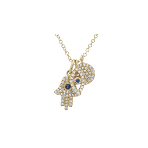 DIAMOND AND SAPPHIRE LUCKY CHARM NECKLACE