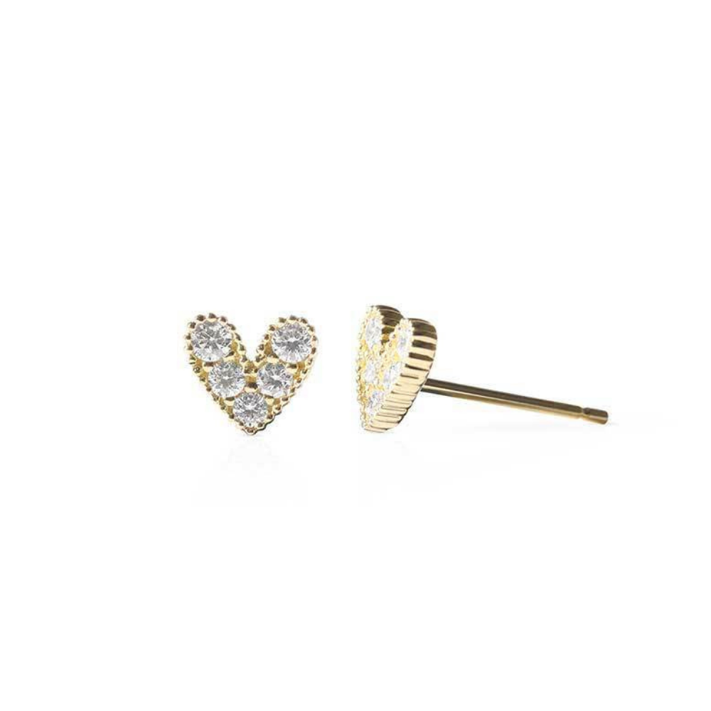 14K GOLD DIAMOND HEART EARRINGS
