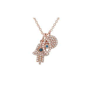 DIAMOND AND SAPPHIRE LUCKY CHARM NECKLACE