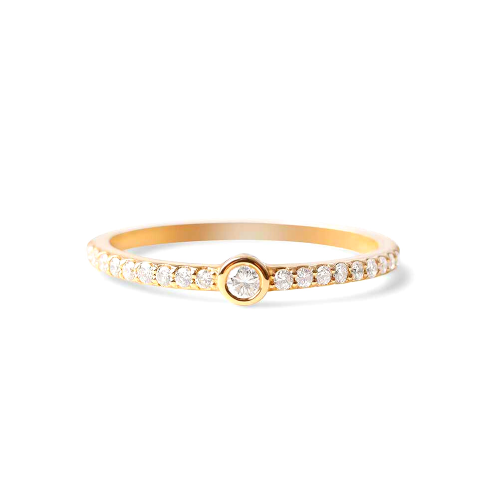 BEZEL SET JADE DIAMOND RING WITH DIAMOND BAND