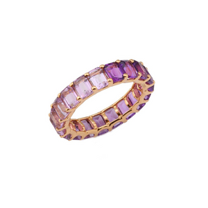 14K Gold Purple Ombre Amethyst Ring 3x4 mm 