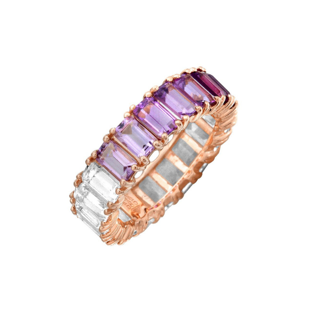 14K Gold Purple Ombre Amethyst Ring