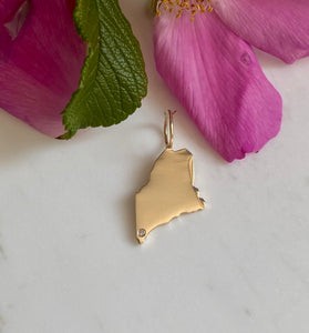 14K GOLD STATE OF MAINE CHARM WITH DIAMOND PLACEMENT