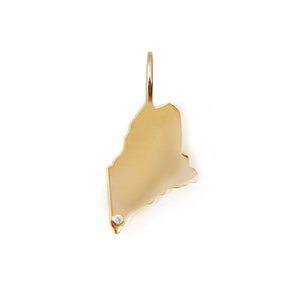 14K GOLD STATE OF MAINE CHARM WITH DIAMOND PLACEMENT