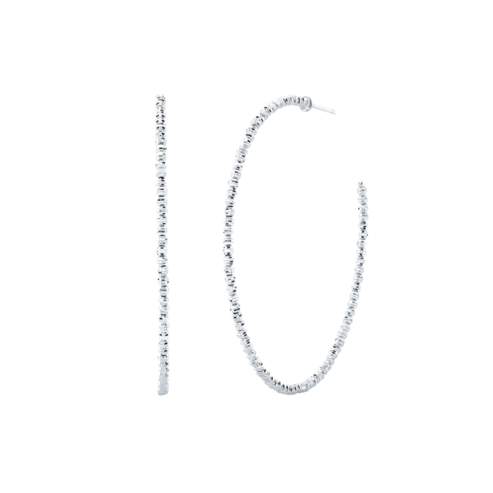 14K WHITE GOLD DISCO HOOPS (2")