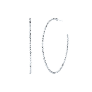 14K WHITE GOLD DISCO HOOPS (2")