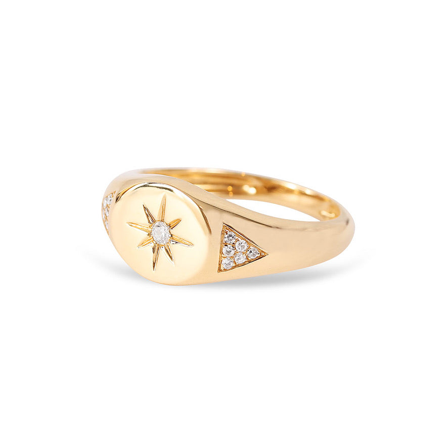 DIAMOND STAR SIGNET RING