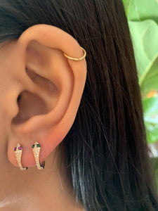 14K YELLOW GOLD DIAMOND SNAKE HUGGIE EARRINGS