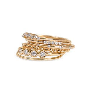 CLASSIC 14K GOLD BEADED STACKING RING