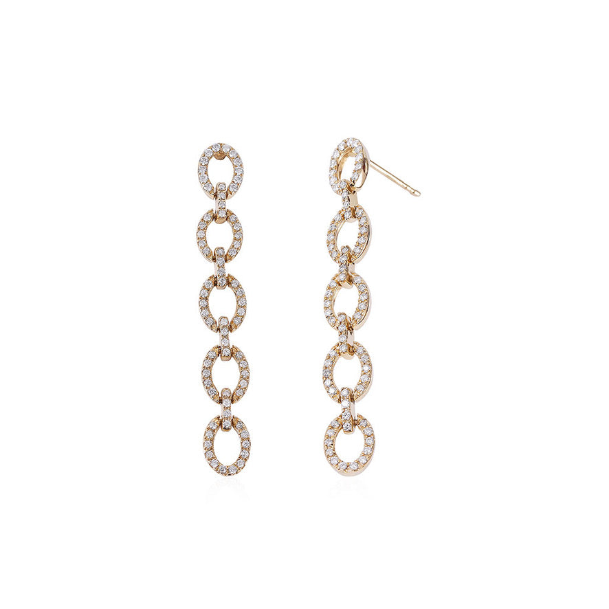 18K GOLD &DIAMOND CHAIN LINK DROP EARRINGS