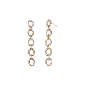18K GOLD &DIAMOND CHAIN LINK DROP EARRINGS