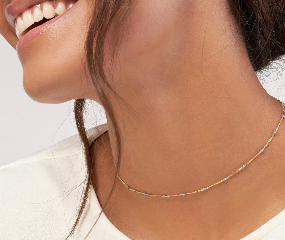 14K GOLD CUBAN CHAIN WITH ENAMEL BEADS