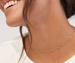 14K GOLD CUBAN CHAIN WITH ENAMEL BEADS