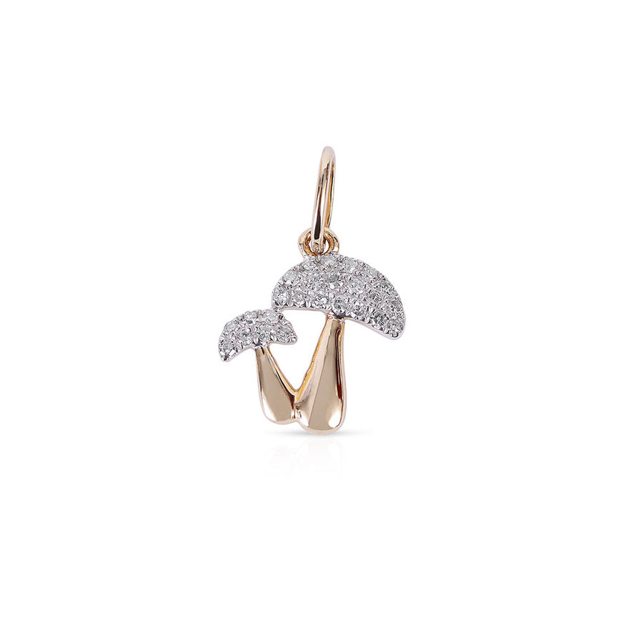 14K GOLD MINI DIAMOND MUSHROOM CHARM