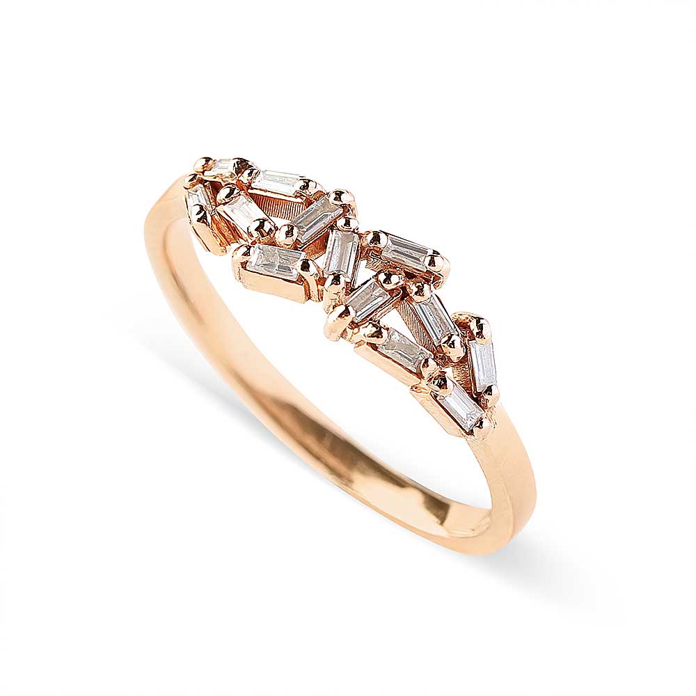 14K GOLD HALF CHAOS BAGUETTE DIAMOND RING