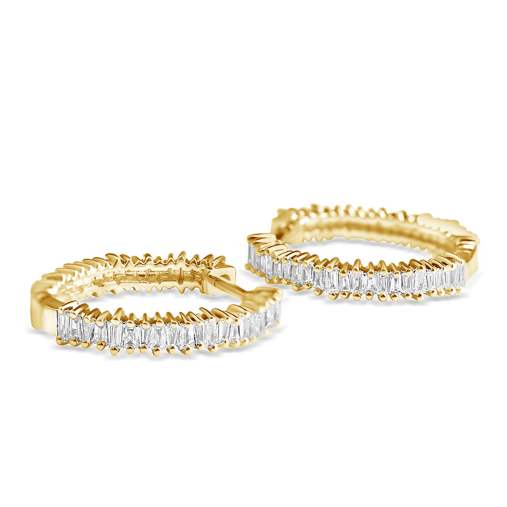 BAGUETTE DIAMOND PICKET HOOP EARRINGS