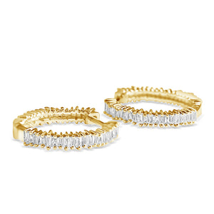 BAGUETTE DIAMOND PICKET HOOP EARRINGS