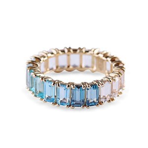 OMBRE EMERALD CUT TOPAZ ETERNITY BAND