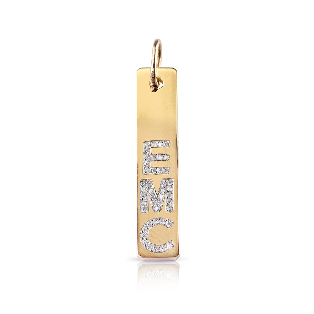 14K GOLD DIAMOND PERSONALIZED LONG BAR