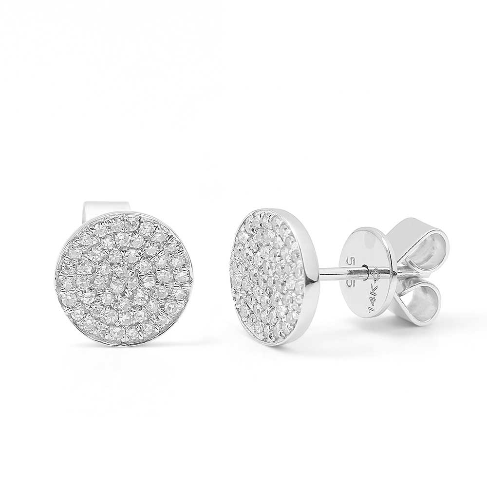 Round Diamond and Gold Stud Earrings
