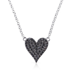 REVERSIBLE WHITE AND BLACK DIAMOND HEART NECKLACE