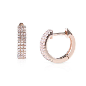 ROSE GOLD TRIPLE ROW DIAMOND HUGGIES