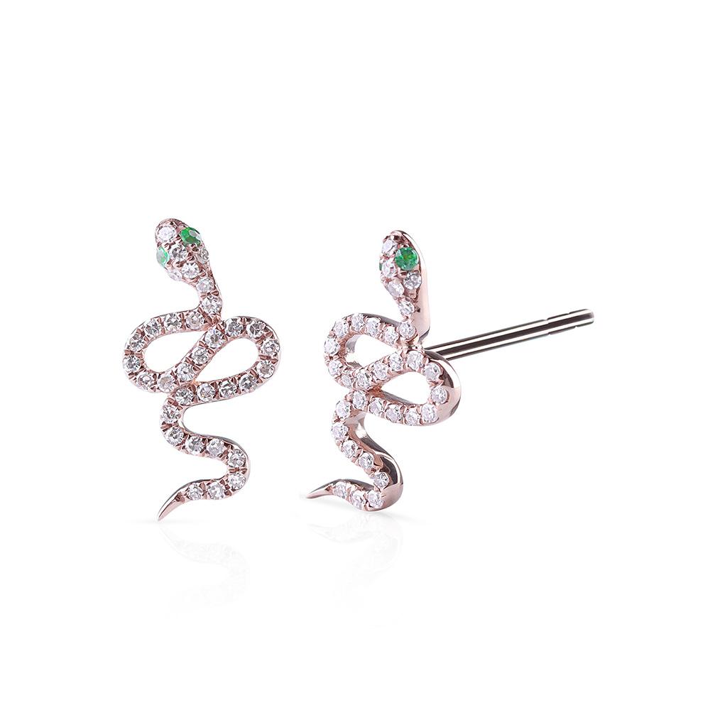 ROSE GOLD AND DIAMOND SNAKE STUDS