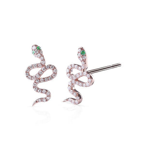 ROSE GOLD AND DIAMOND SNAKE STUDS