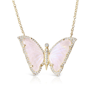 MOONSTONE AND DIAMOND BUTTERFLY NECKLACE