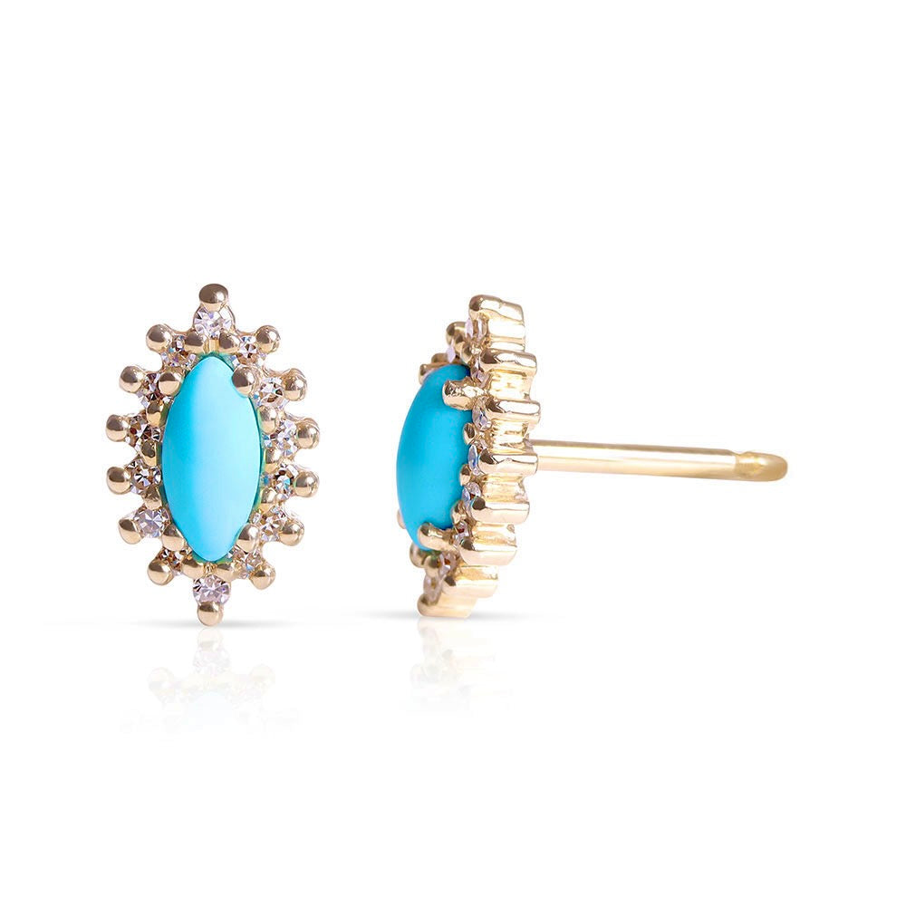 DIAMOND AND TURQUOISE MARQUIS EARRINGS