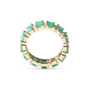 EMERALD AND DIAMOND EMERALD CUT ETERNITY BAND