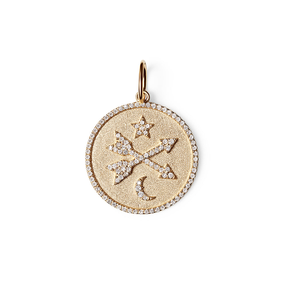 DIAMOND CROSSED ARROWS TALISMAN WITH STAR AND MOON