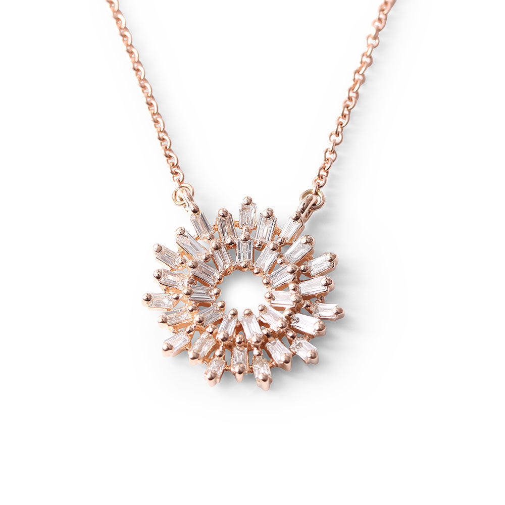 14K ROSE GOLD BAGUETTE DIAMOND NECKLACE