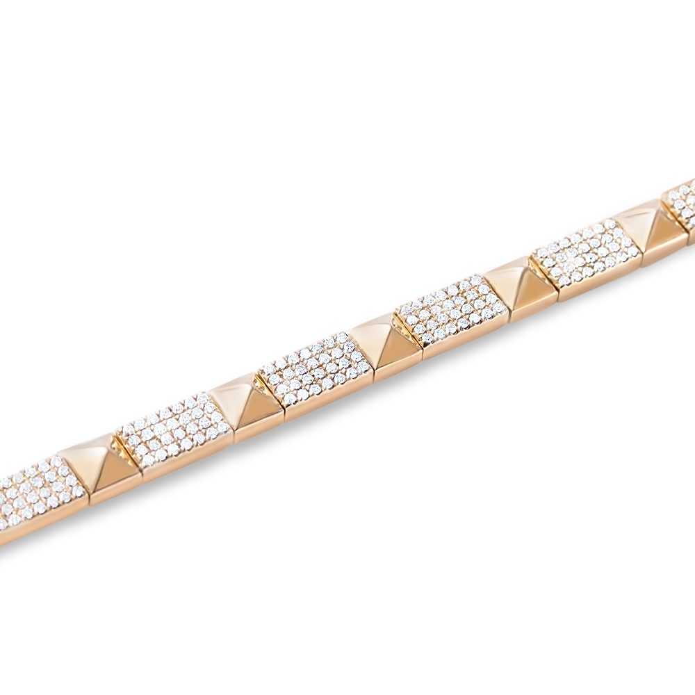 14K GOLD DIAMOND PYRAMID STUD BANGLE