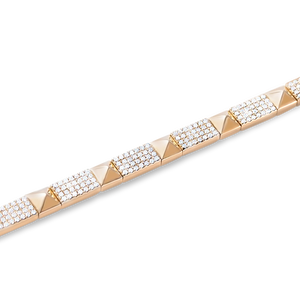 14K GOLD DIAMOND PYRAMID STUD BANGLE