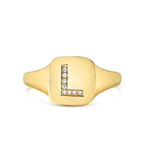 DIAMOND INITIAL SIGNET RING