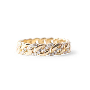 BRAIDED DIAMOND CHAIN LINK RING