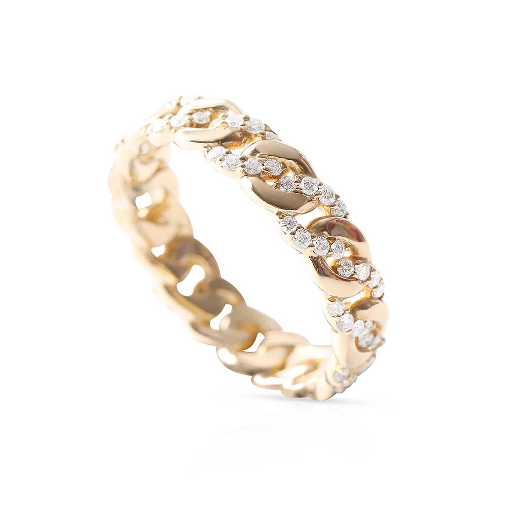 BRAIDED DIAMOND CHAIN LINK RING