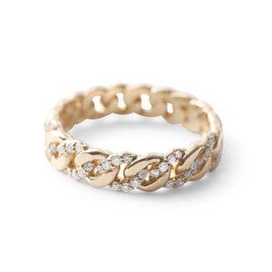 BRAIDED DIAMOND CHAIN LINK RING