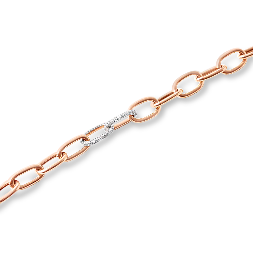 14K GOLD DIAMOND OVAL LINK BRACELET