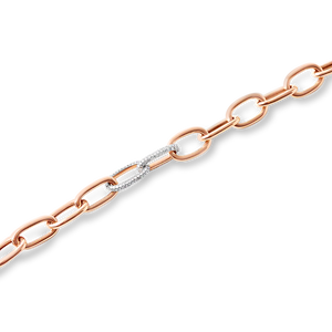 14K GOLD DIAMOND OVAL LINK BRACELET