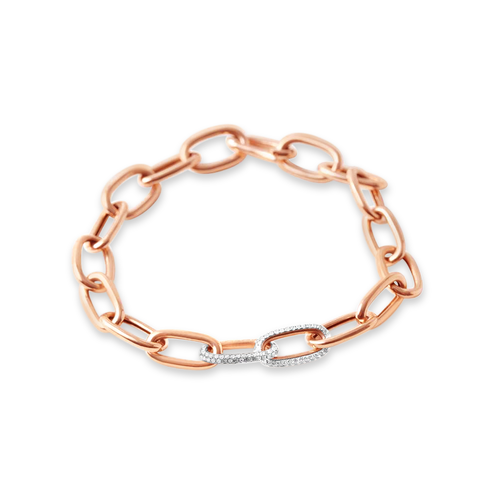ROSE GOLD DIAMOND LOVE LINK BRACELET