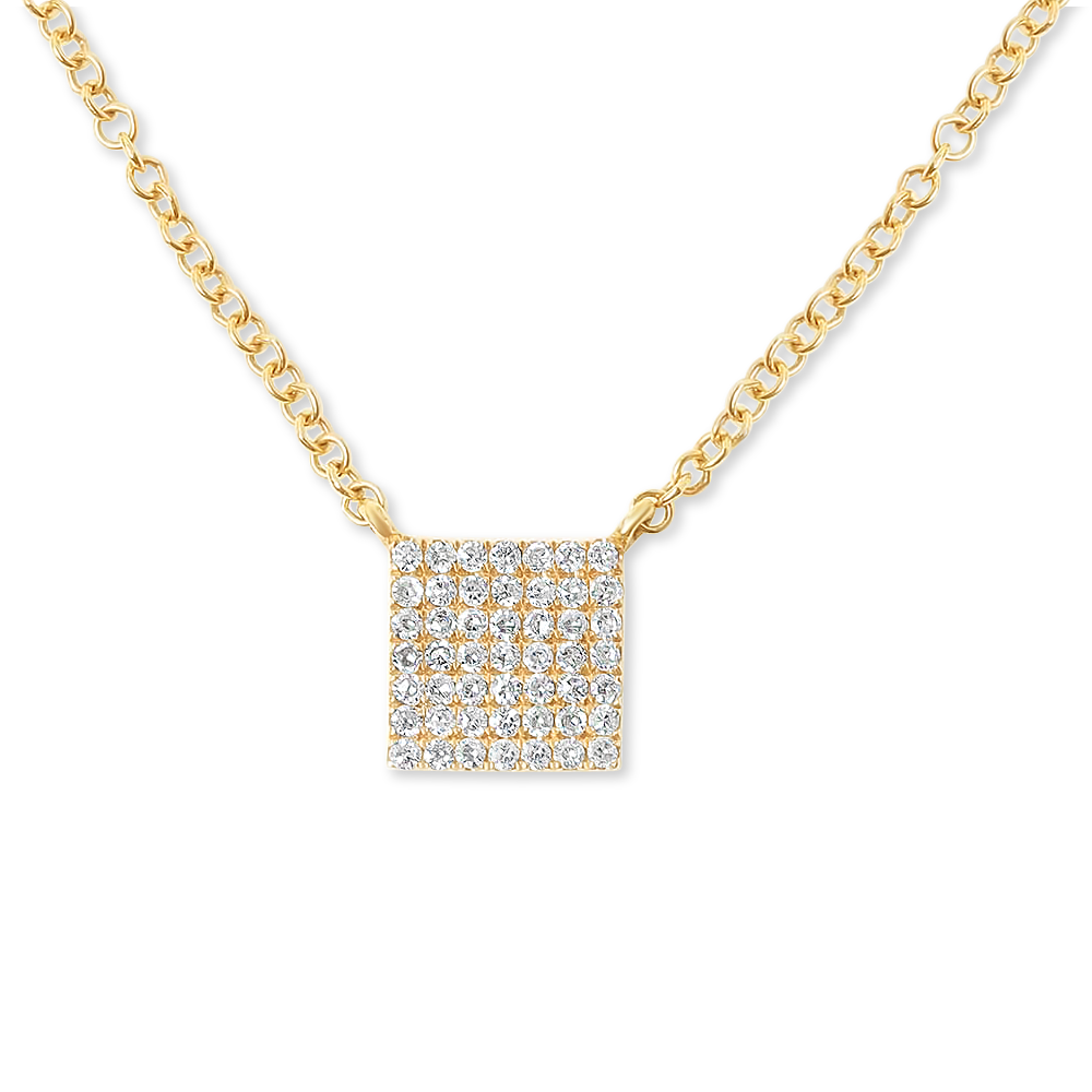 14K GOLD SQUARE DIAMOND PENDANT