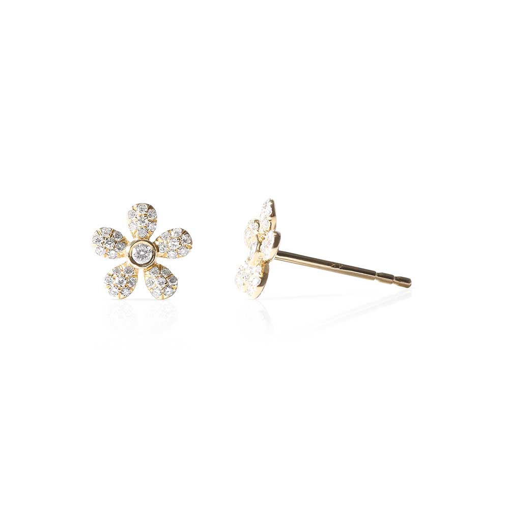 DIAMOND FLOWER STUD EARRINGS SMALL
