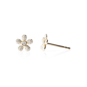 DIAMOND FLOWER STUD EARRINGS SMALL